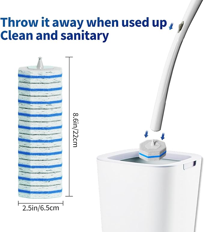 60pc Refills Disposable Toilet mats Brush Cleaning System, Toilet Cleaning Brush, 60 Replacement Brush Heads, No Handle or Base，Toliet Wand Refills,Toilet Bowl Clean Refill Pads,Toilet Scrubber Refill-Ruum Studio Home