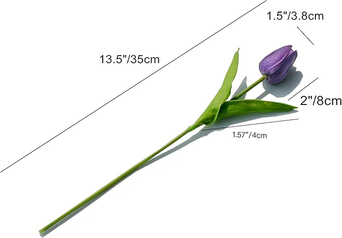 Mandy's Artificial Tulips 20 Stems Purple PU Faux Flowers for Wedding Home Decor 13.5 Inch-Ruum Studio Home