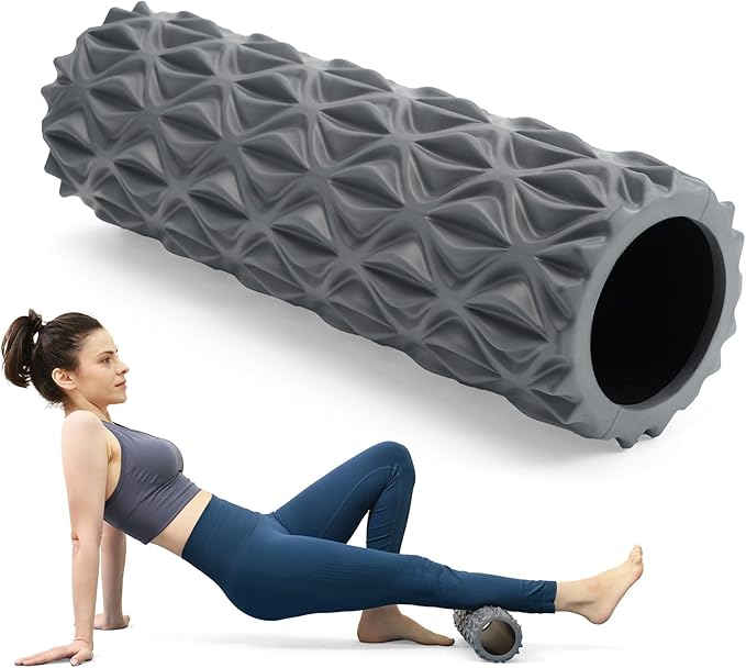Foam Roller - 15 inch Deep Tissue Massager for Muscle Massage, Myofascial Trigger Point Release, Exercise, Yoga, Pilates & Stretching(Gray)-Ruum Studio Home