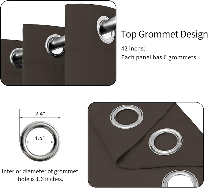 Easy-Going Blackout Curtains for Bedroom, Solid Thermal Insulated Grommet and Noise Reduction Window Drapes, Room Darkening Curtains for Living Room, 2 Panels(42x84 in, Coffee)-Ruum Studio Home