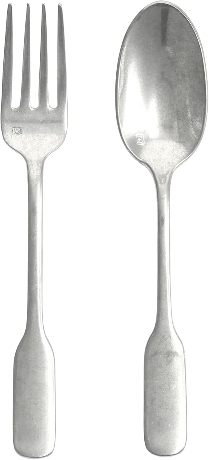 Fortessa Ashton 18/10 Stainless Steel, 2 Piece Serving Set, Antiqued Silver-Ruum Studio Home
