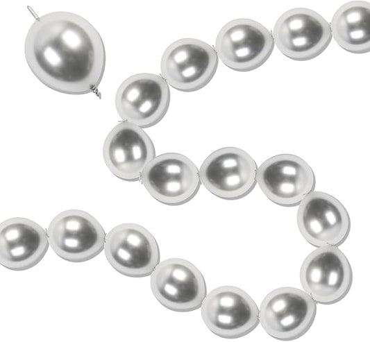 Silver Link Balloons, 60PCS Linking Balloons with Tail for Balloon Wall Arch and Chains, Quick Linkable Balloon for Wedding Birthday Baby Shower Engagement Graduation Party Decorations (6inch)-Ruum Studio Home
