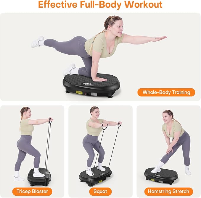 Curved Vibration Plate Exercise Machine, Vibrating Plate 400 lbs Capacity with 9 Auto Modes and 120 Adjustable Speeds, Large LED Display, Touch and Remote Control, Vibration Platform for Home-Ruum Studio Home