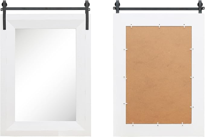 ALBAD Farmhouse Wood Framed Wall Mirror, Natural Wood and Framed Wall Mounted Bathroom Vanity Mirror for Farmhouse Decor, Vertical or Horizontal Hanging-Ruum Studio Home