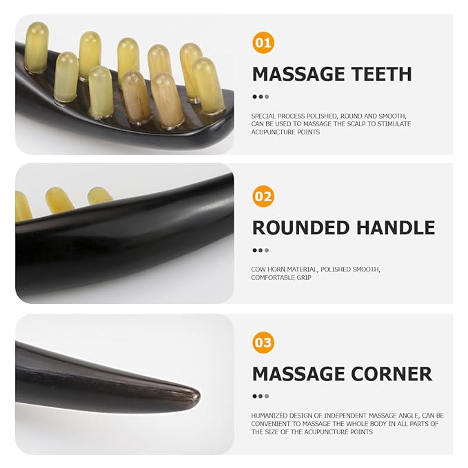 FERCAISH Ox Horn Massage Tool for Back, Neck, Eyes and Face - Meridian Head Scraping Stick for Guasha Therapy and Trigger Point Treatment-Ruum Studio Home