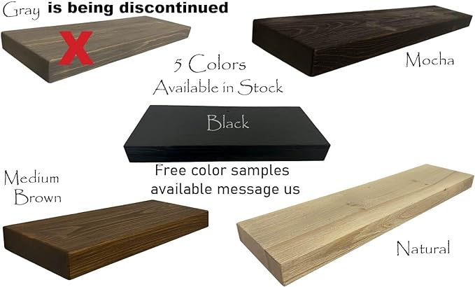 joelsantiques - 42 Inch Wooden Floating Shelves for Wall - 42x6x2 in - Made of Natural Wood - Long Heavy Duty Rustic Wall Shelves for Bedroom - Perfect for Living Room, Kitchen - Black-Ruum Studio Home