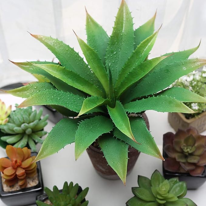 JUSTOYOU Large 12.5" Artificial Succulents Aloe Plants Real Touch Fake Flowers Unpotted for Home Wedding Festival Arrangement (1, Green)-Ruum Studio Home