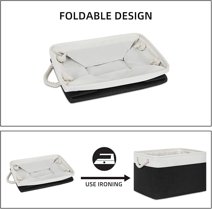Bidtakay Black Storage Baskets for Shelves [3-pack] Collapsible Organizer Baskets for Laundry Storage 15 X 11 X 9.5 Inches Dog Toy Bins Fabric Storage Bins for Bedroom Home Storage-Ruum Studio Home