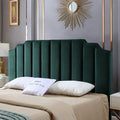 24KF Jade Velvet Tufted King Upholstered Headboard, Modern Vertical Channel Design California King Headboard with Stepped Silhouette Top Edge,Jade-Ruum Studio Home