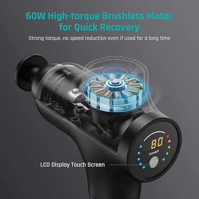 Mebak 3 Massage Gun, Massage Gun Deep Tissue for Athletes, Professional Muscle Percussion Massage Gun,Massager Gun for Shoulder Leg Back Body Pain Relief,Quiet Portable Sport Massager, Gifts for Him-Ruum Studio Home