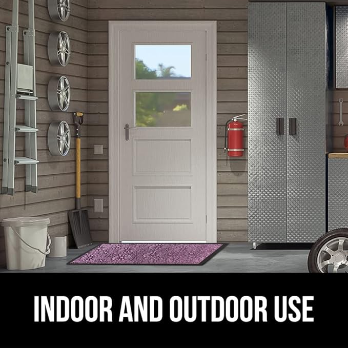 GORILLA GRIP 100% Waterproof All-Season WeatherMax Doormat, 23x35, Durable Natural Rubber, Stain and Fade Resistant, Low Profile, Indoor Outdoor Doormats, Easy Clean Entry Mat, Purple Confetti Daisy-Ruum Studio Home