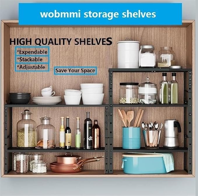 Expandable,Adjustable & Stackable Spice Rack, Cabinet Kitchen Countertop Shelf Organizer,Metal Pantry Storage Shelves - Space-Saving Storage Solution(2Packs/Black/Medium)-Ruum Studio Home