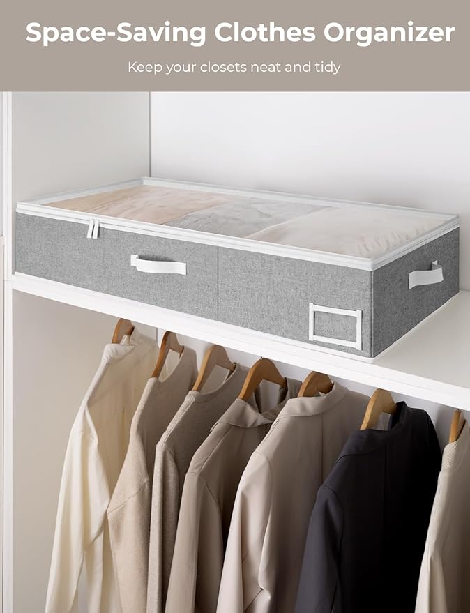 StorageWorks Extra Large Under Bed Storage Containers with Handles and Label Holder, 2 Pack Ultra-thick Fabric Underbed Bins, Closet Organizer for Clothes, Blankets, Sweater-Ruum Studio Home