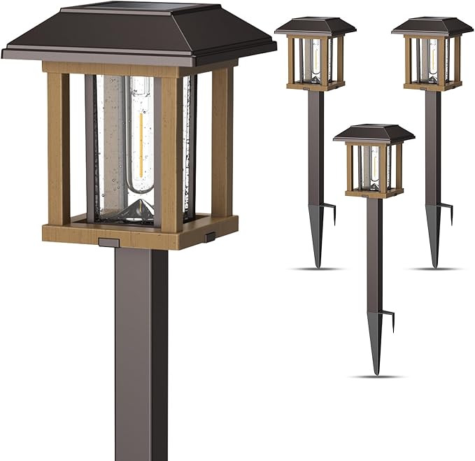 XMCOSY+ Solar Pathway Lights Outdoor Waterproof IP65 - Dual-Tone 25 LM LED Solar Garden Lights for Yard, Glass Outdoor Lighting for Garden Patio Yard Landscape Walkway Driveway Lawn Decor (Warm White)-Ruum Studio Home