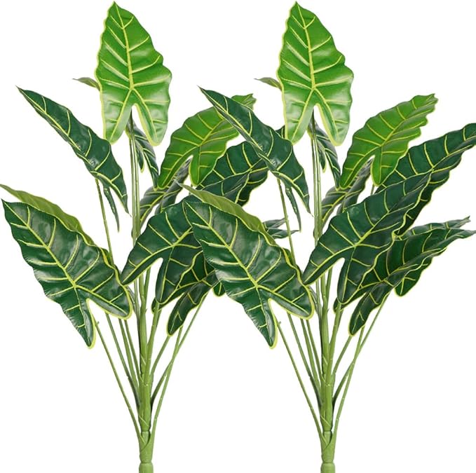 Melorca&Guilla Artificial Plants 2PCS 30“ Fake Taro Plants,Large Faux Plant,Artificial Grass Greenery Shrubs Bushes for Garden Porch Window Box Shop Office Home Décor-Ruum Studio Home