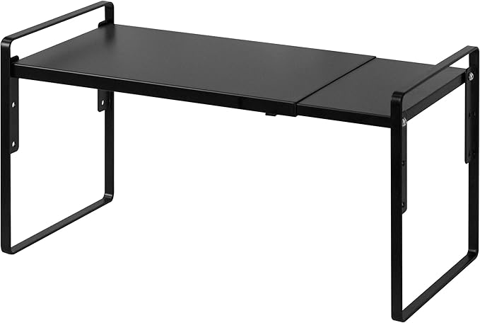 Nxconsu Cabinet Shelf Expandable Height Adjustable Organizer Riser for Kitchen Cabinet Pantry Cupboard Under Sink Countertop Organization Storage Space Saver Stackable Heavy Duty Metal Black-Ruum Studio Home