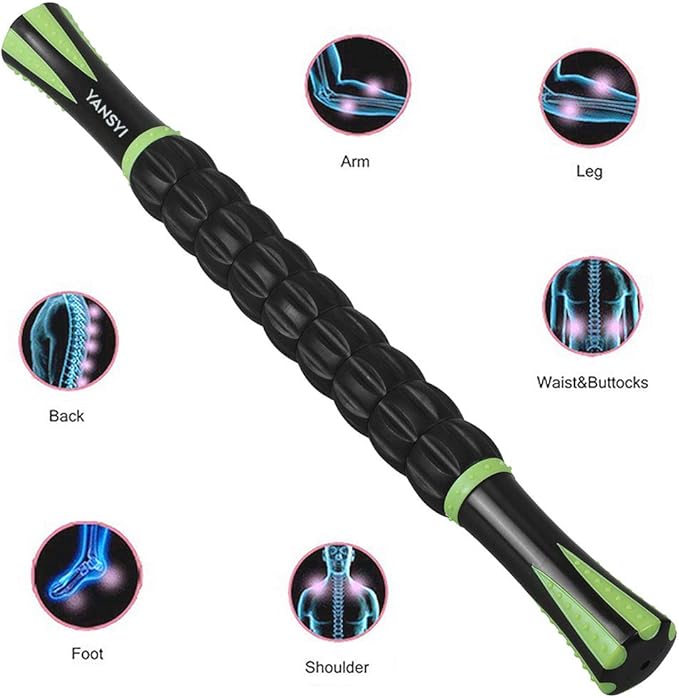 Yansyi Muscle Roller Stick for Athletes - Body Massage Roller Stick - Release Myofascial Trigger Points Reduce Muscle Soreness Tightness Leg Cramps & Back Pain for Physical Therapy & Recovery (Black)-Ruum Studio Home
