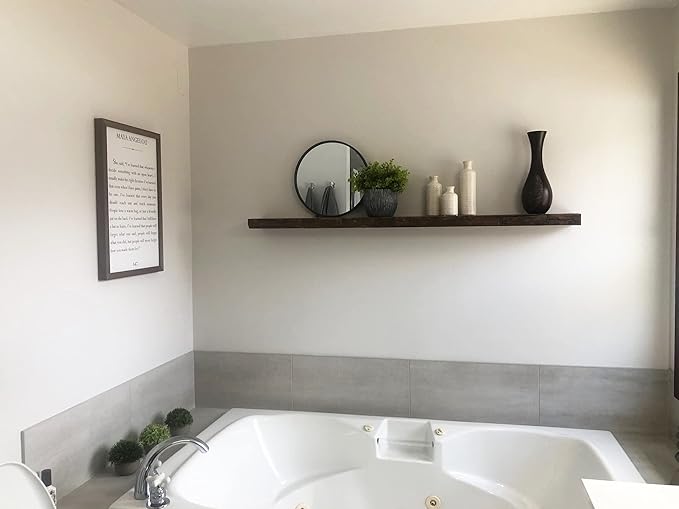 joelsantiques Floating Shelf, Wood Wall Shelf, Natural Wooden Home Decor for Bathroom Kitchen Bedroom, Hanging Mounted Invisible Bracket (Medium Brown, 7" Deep x 72" Wide)-Ruum Studio Home