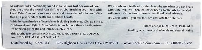 Coral White - Coral White Mint Toothpaste Natural Fluoride SLS Free Coral Calcium Remineralizing Toothpaste 4 Ounce-Ruum Studio Home