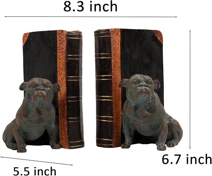 Dog Decorative Bookends Book Holder - Vintage Shelf Decor Book Ends to Hold Books Heavy Duty for Home Decor 3.5 X 4.5 X 6.25 inch Guichifun-Ruum Studio Home