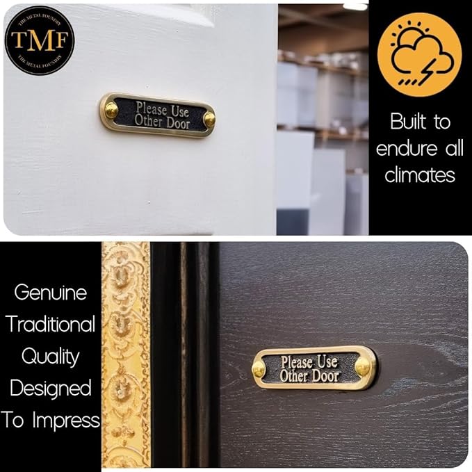 Please Use Other Door Brass Door Sign. Traditional Style Home Décor Wall Plaque Handmade By The Metal Foundry UK.-Ruum Studio Home