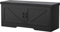 2-Tier Storage Bench, Shoe Bench with Padded Seat Cushion, Entryway Bench with 2 Barn Doors, Adjustable Shelf, 13.8" D x 39.4" W x 17.7" H, for Entryway, Living Room, Bedroom, Black-Ruum Studio Home