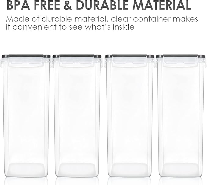 Vtopmart Extra Large Tall Airtight Food Storage Containers, 4 Pieces 5.9qt/6.5L Plastic PBA Free Kitchen Pantry Canister for Spaghetti, Flour and Baking Supplies, with 24 Labels, Black-Ruum Studio Home