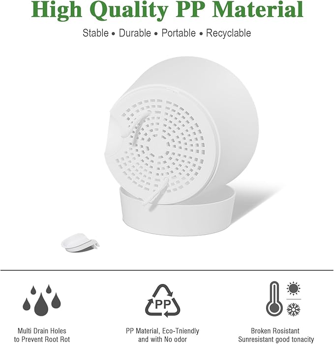 Self Watering Pots for Indoor Plants,12 inch Planters with Drainage Holes Plastic Flower Pots with Deep Reservoir, White-Ruum Studio Home