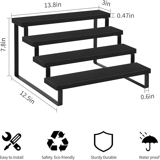 YINMIT Wooden Display Riser Stand, Tiered Perfume and Cologne Organizer Stand, 4 Tier Spice Rack Organizer, Rustic Display Shelf for Candles (4 Tier,2Pack,Black)-Ruum Studio Home