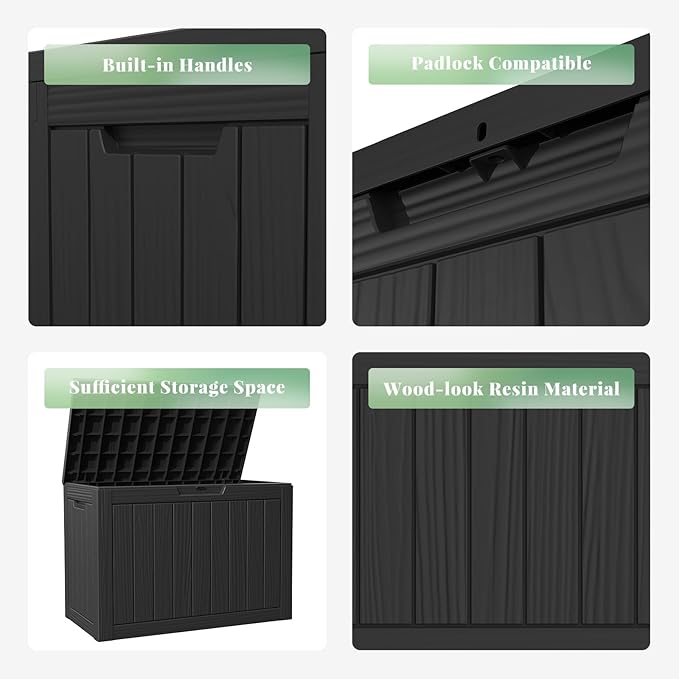 DRATO 45 Gallon Deck Box, Outdoor Storage Box for Patio Furniture, Patio Cushions, Gardening Tools, Pool Supplies 480lbs Weight Capacity,Waterproof Resin Storage Boxes-Ruum Studio Home