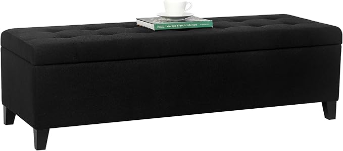 Joveco Storage Ottoman Bench, 51" Rectangle Long Bench, for Bedroom, End Foot of Bed, Living Room, Entryway, Line Black-Ruum Studio Home