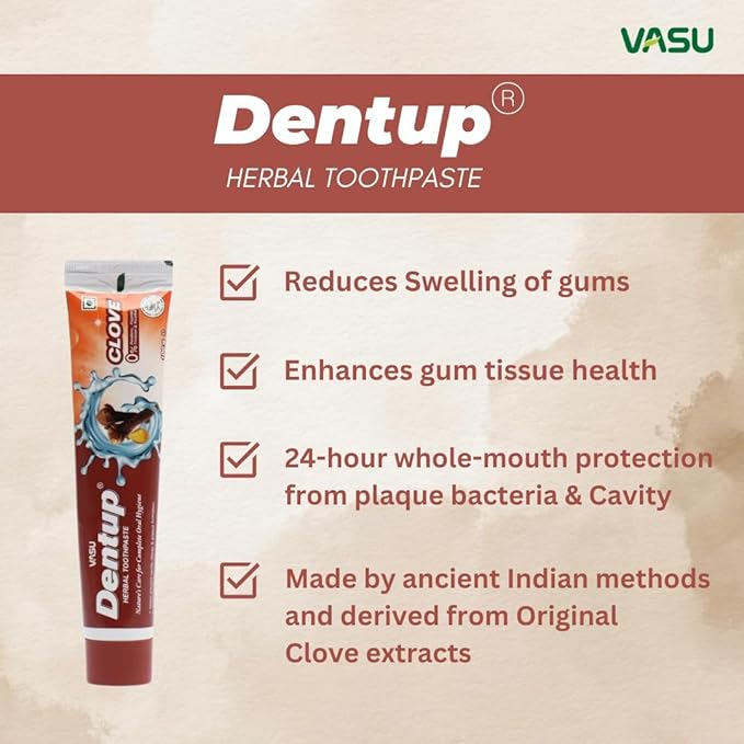 Dentup Herbal Toothpaste with Clove & Basil | Natural Fluoride-Free Ayurvedic Toothpaste for Fresh Breath & Gum Support – 100g Each (Pack of 2)-Ruum Studio Home