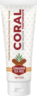 Coral Nano Silver Cinnamon Tea Tree Toothpaste, Natural Fluoride Free Teeth Whitening Toothpaste, Coral Calcium Nano Silver Infused SLS Free 4 Ounce-Ruum Studio Home