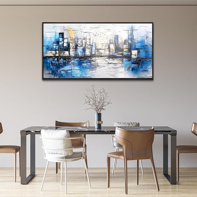 ZUITINGHUA Large Black Framed Wall Decor For Living Room Canvas Wall Art For Office Modern Wall Decorations For Bedroom Blue Landscape Paintings Abstraction Pictures Artwork Home Decor 24x48 In-Ruum Studio Home