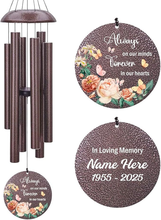Personalized Memorial Wind Chime, Metal Wind Chime Deep Tone, Wind Chimes for Loss of Loved One, Commemorative Sympathy Bereavement Gifts, Decorative Wind Chimes Outdoor-Ruum Studio Home
