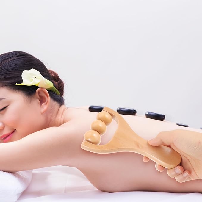 2pcs Wooden Massage Rollers Trigger Point Roller Muscle Relaxation Bead Massage Tools for Neck Back Leg Foot Arm-Ruum Studio Home