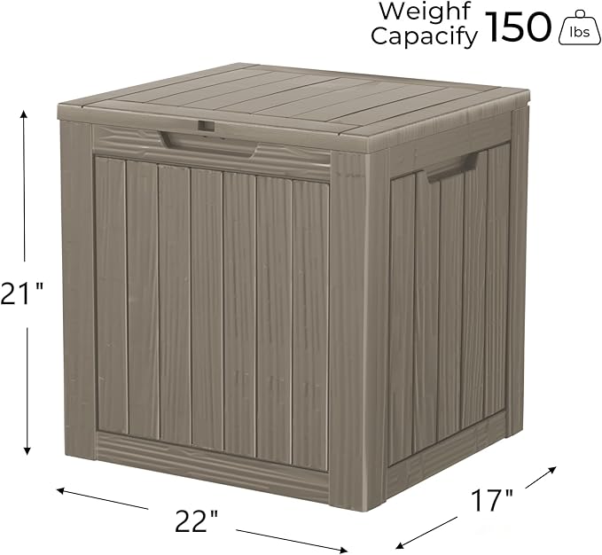 35 Gallon Resin Deck Box, Waterproof Outdoor Storage Bin for Patio, Poolside, and Garden, Lockable & UV-Resistant,Grey-Ruum Studio Home
