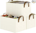 Closet Storage Bins, Fabric Closet Organizers and Storage Basket for Shelves, Collapsible Shelf Baskets for Organizing Shelves, Bedroom Clothes Basket, Beige, 3 Pack-Ruum Studio Home