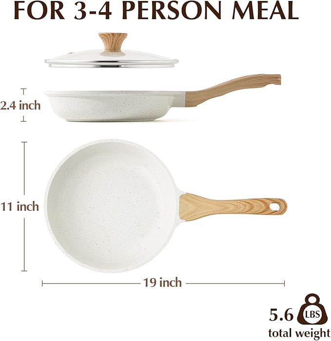 SENSARTE Nonstick Ceramic Frying Pan Skillet with Lid, 11 Inch Omelet Pan, Healthy Non Toxic Chefs Pan, Induction Compatible Egg Pan with Heat Resistant Handle, Free of Intentionally Added PFAS/PTFE-Ruum Studio Home