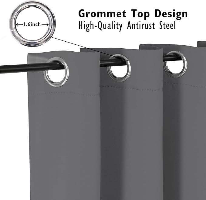 ChrisDowa Small Window Curtains 36 inches Long for Bedroom - Grommet Short Thermal Insulated Room Darkening Curtains for Kitchen (2 Panels, Grey, 42 x 36 Inch)-Ruum Studio Home