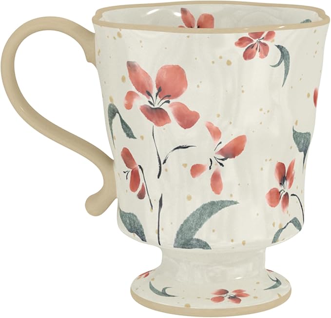 360ml -12.17oz Painted red Azalea Floral Ceramic Mug - Cute Coffee Cup for Latte,Espresso - Gift for Women, Dishwasher Safe-Ruum Studio Home