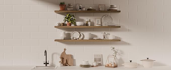 48 Inch Floating Shelves, 8 Inch Deep Floating Shelves for Wall, Hanging Shelf with Invisible Brackets, Wall Mounted Display Shelves for Bathroom, Bedroom, Living Room,3 Tier-Ruum Studio Home