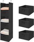 MAX Houser 6 Tier Shelf Hanging Closet Organizer, Closet Hanging Shelf with 2 Sturdy Hooks for Storage, Foldable (Black-D3)-Ruum Studio Home