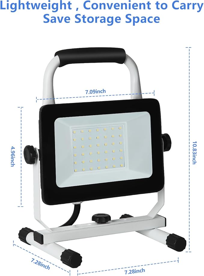 UFOND 4000 Lumen LED Work Light with Stand,40W Waterproof Portable Flood Lights, Worklight Brightness Angle Adjustable, with Switch Power Cord, Suitable for Construction Sites, Garage Workshop-Ruum Studio Home