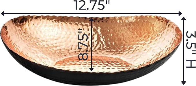 Monarch Abode Hand Hammered Decorative Bowl, 12.75-Inch Black and Copper Plated – Key Bowl for Entryway Table, Catch All, Decorative Fruit Basin, Key Holder, Bowls for Home Decor-Ruum Studio Home