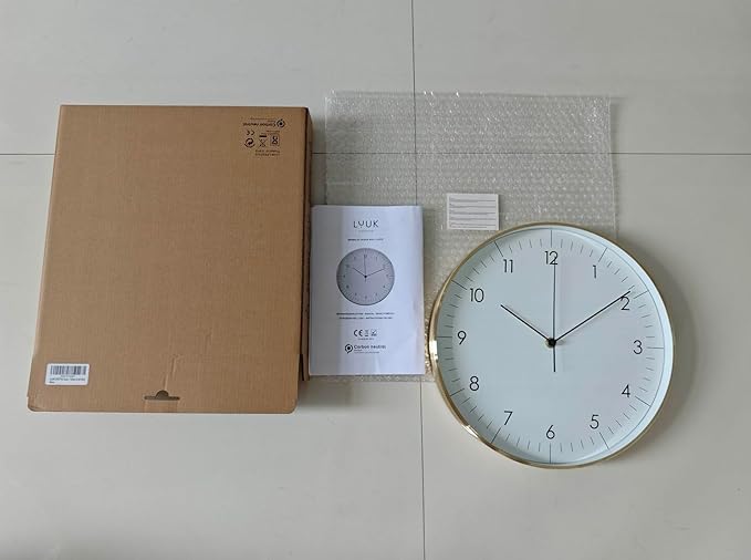 LUUK LIFESTYLE Silent Quartz Wall Clock, Nordic and Minimalist Design, Interior Decoration for Living Room, Kitchen, Bedroom, White and Gold-Ruum Studio Home