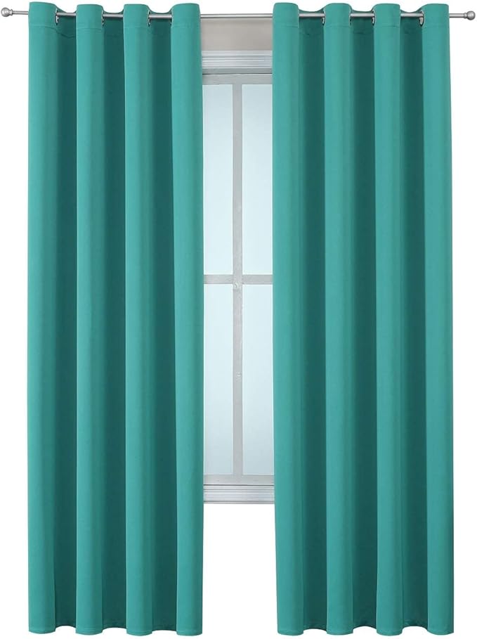 ChrisDowa Grommet Room Darkening Curtains for Bedroom and Living Room - 2 Panels Set Thermal Insulated Blackout Curtains (Teal, 52W x 95L)-Ruum Studio Home