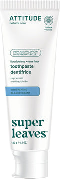 Attitude Fluoride-Free Whitening Toothpaste, Peppermint Flavor, Vegan & Cruelty-Free, Sugar-Free, Plant & Mineral-Based Ingredients, Clean Oral Care, 4.2 Oz-Ruum Studio Home