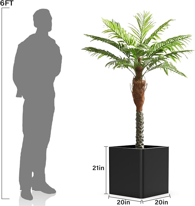 Metal Square Planter Box, Galvanized Steel Planters for Outdoor Plants, 20"x 20"x 21" Black Large Outdoor Planters with Drainage Hole for Porch/Patio/Garden-Ruum Studio Home