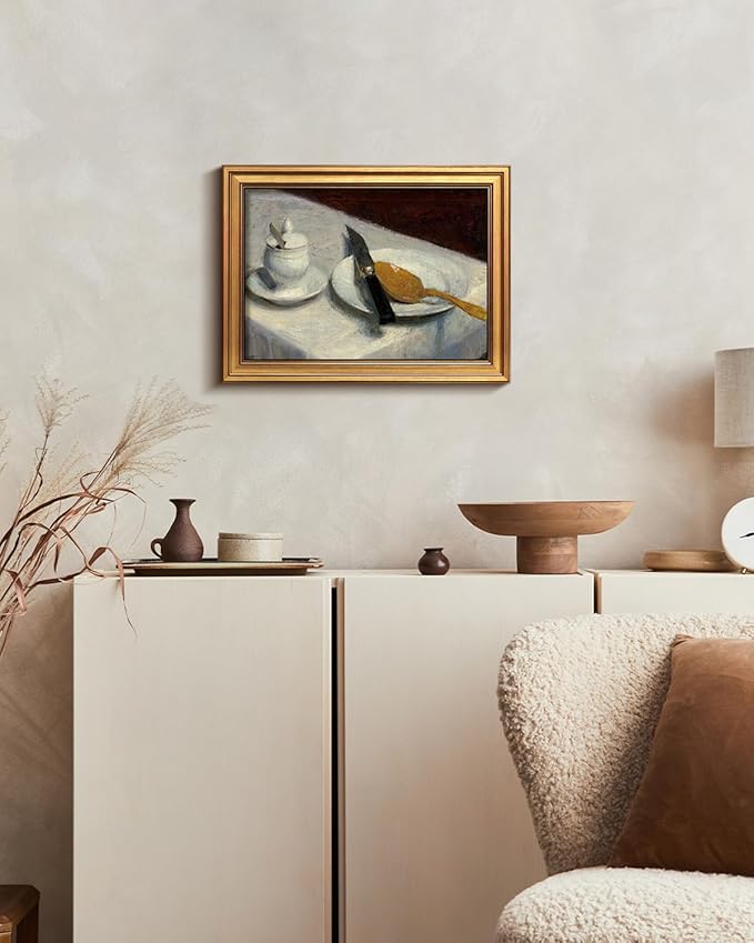 HUARCEY Gold Framed Vintage Wall Art for Living Room, Still Life Painting Prints Shelf Decor for Kitchen, Aesthetic Bedroom Wall Art, Best Gifts for Friends or Family - Before Meals 16L x 12W-Ruum Studio Home